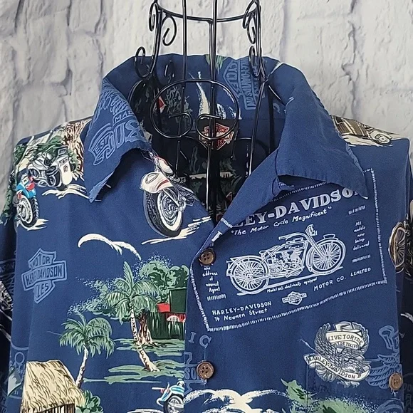Harley-Davidson Blue‎ Casual Button Down Shirt - Picture 2 of 14